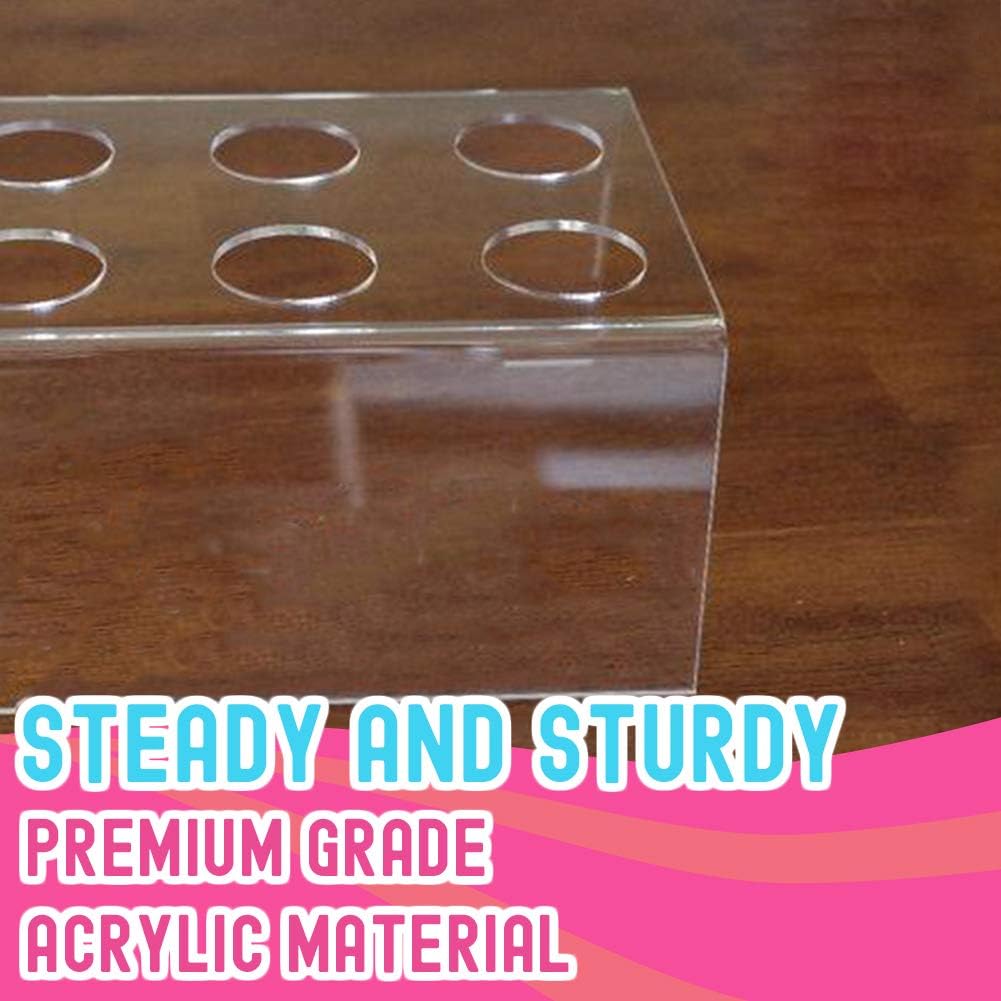 10-Hole Clear Acrylic Ice Cream Cone Holder Stand for Snow Cones, Sushi, & More - Recipe Ebook Included
