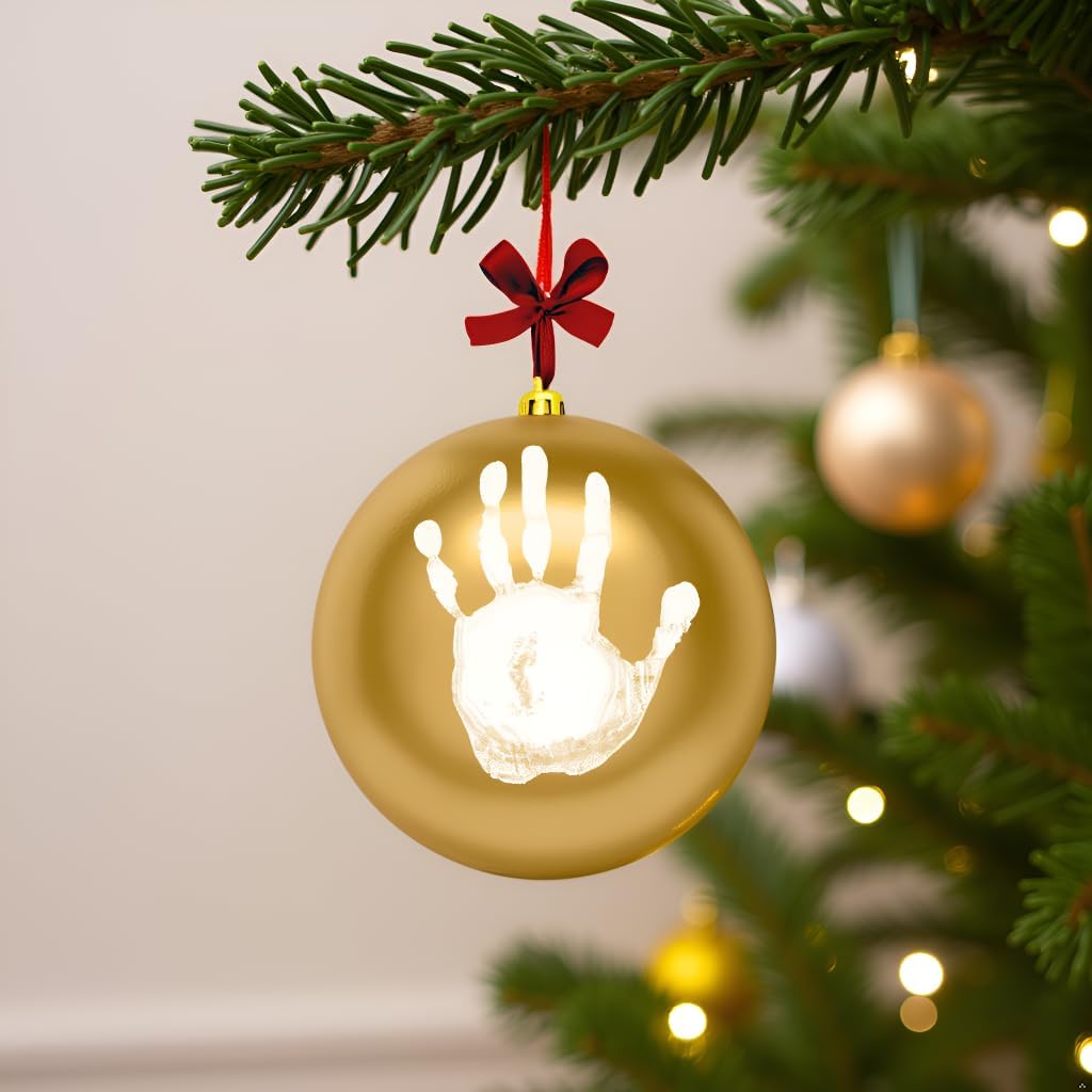Christmas Baby Handprint Ornament Kit - DIY Keepsake Bauble with Paint for Newborns