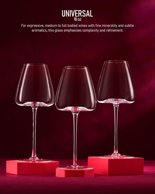 iridisenti Hand-Blown 18OZ Crystal Wine Glasses Set of 4, Lead-Free Crystal Glasses with Unique Bottom Design for Red, White Wine, 530ml