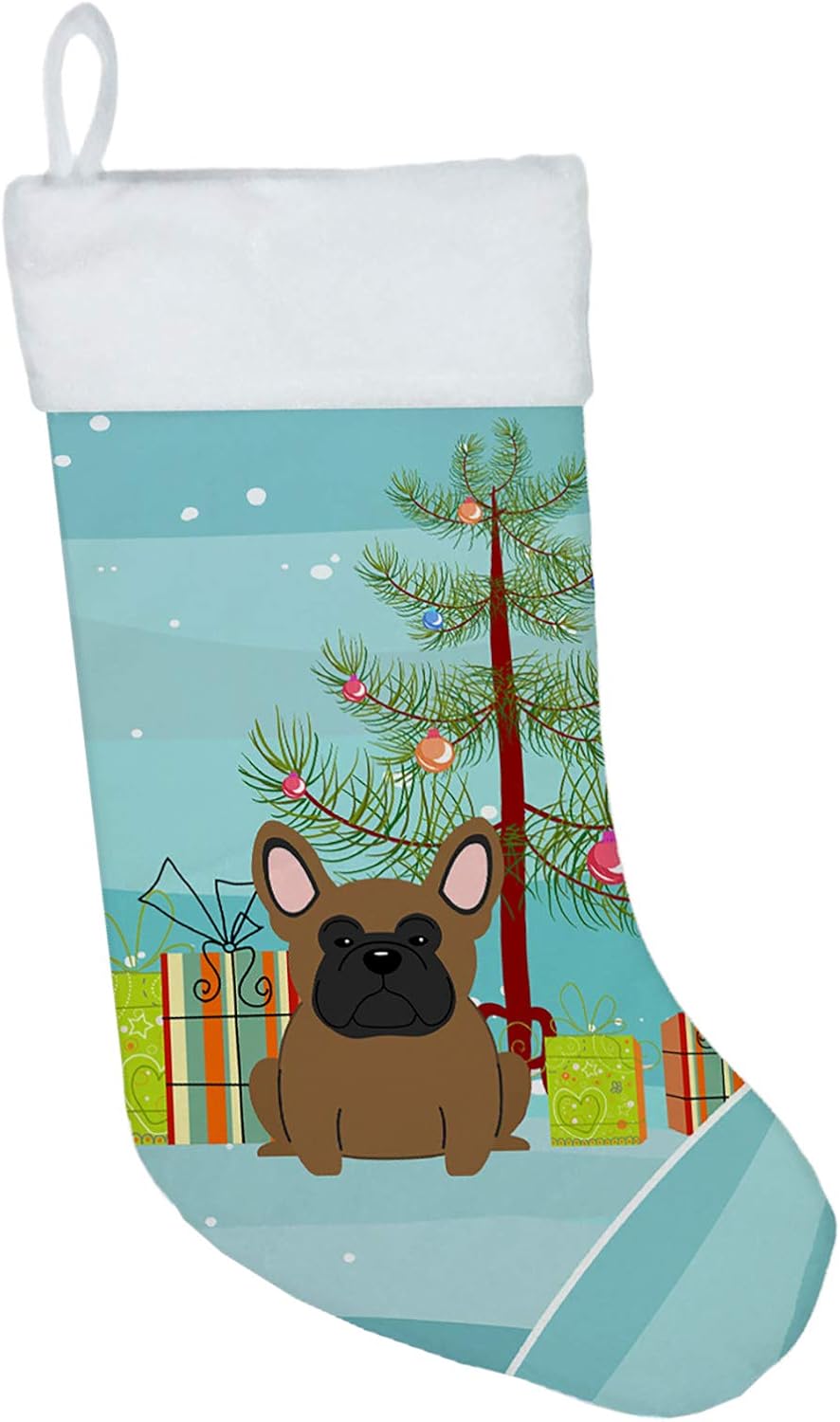 Merry Christmas Tree Dogue de Bordeaux Stocking - Festive Fireplace Decor for Holidays