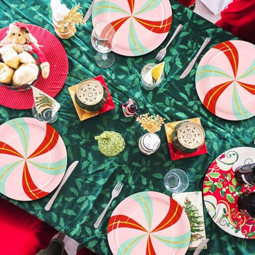 Christmas Candy Cane Gold Foil Plates, 9in, 50ct – JarThenaAMCS Disposable Dinner & Dessert Plates