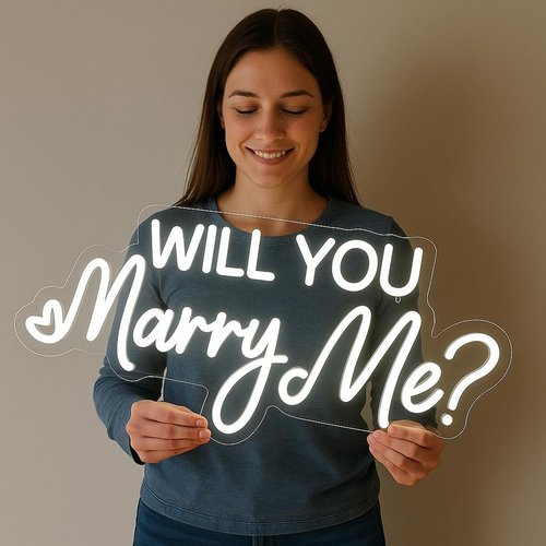 16.5 Inch Will You Marry Me Neon Sign, Cool White Marry Me Light Up Letters Sign for Proposal Wedding Party Decorations, Will You Marry Me LED Sign for Engagement Valentines Day Gifts Wall Decor
