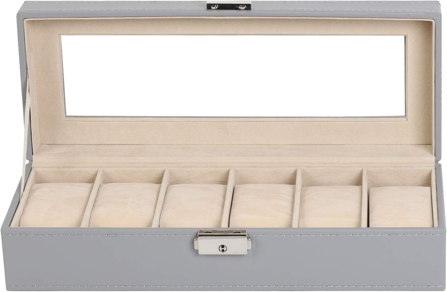 Men's Black 6-Slot Watch Box Organizer | Elegant Display & Storage Case