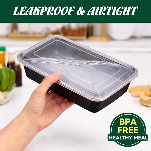 Glotoch Meal Prep Containers - 32oz 50-Pack | Reusable Plastic Bento Boxes for Portion Control, Microwave Safe