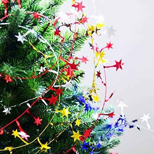 Christmas Tree Tinsel Atmosphere Decoration Wire Stars 5 Meters 6 Colors