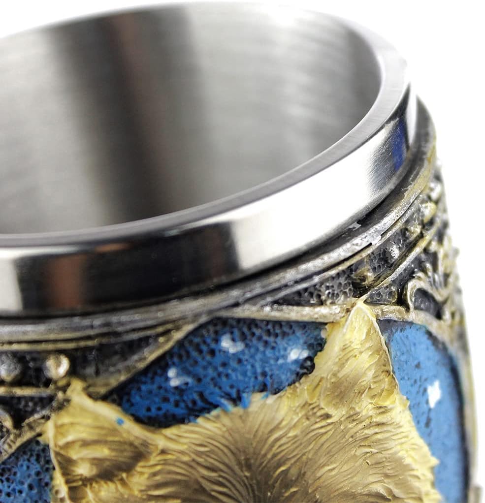 Stainless Steel Wolf Goblet - 3D Resin Wine Chalice Cup for Unique Occasions
