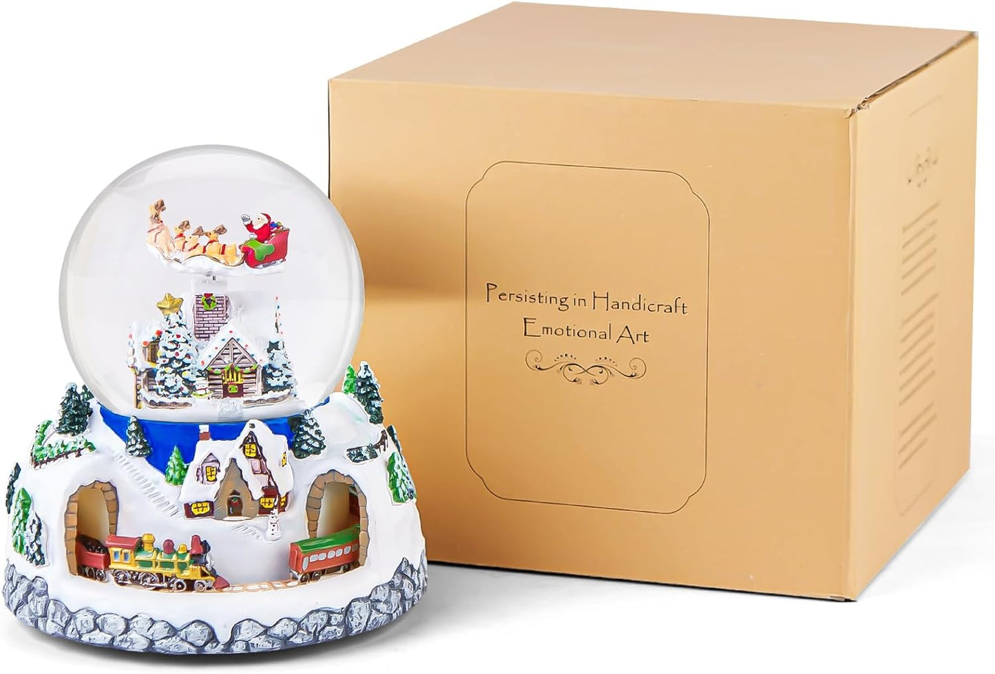Skiennix Musical Snow Globe | Rotating Santa Claus with Train & Snowfall | 48 Classic Christmas Carols