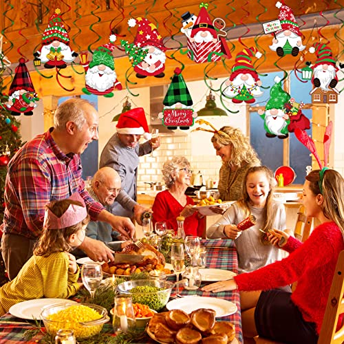 30 Pieces Christmas Hanging Swirls Decorations Gnomes Hanging Swirl, Xmas Holiday Birthday Party Decoration for Christmas Home Party Outdoor Indoor Decor Holiday Presents Baby Shower Supplies