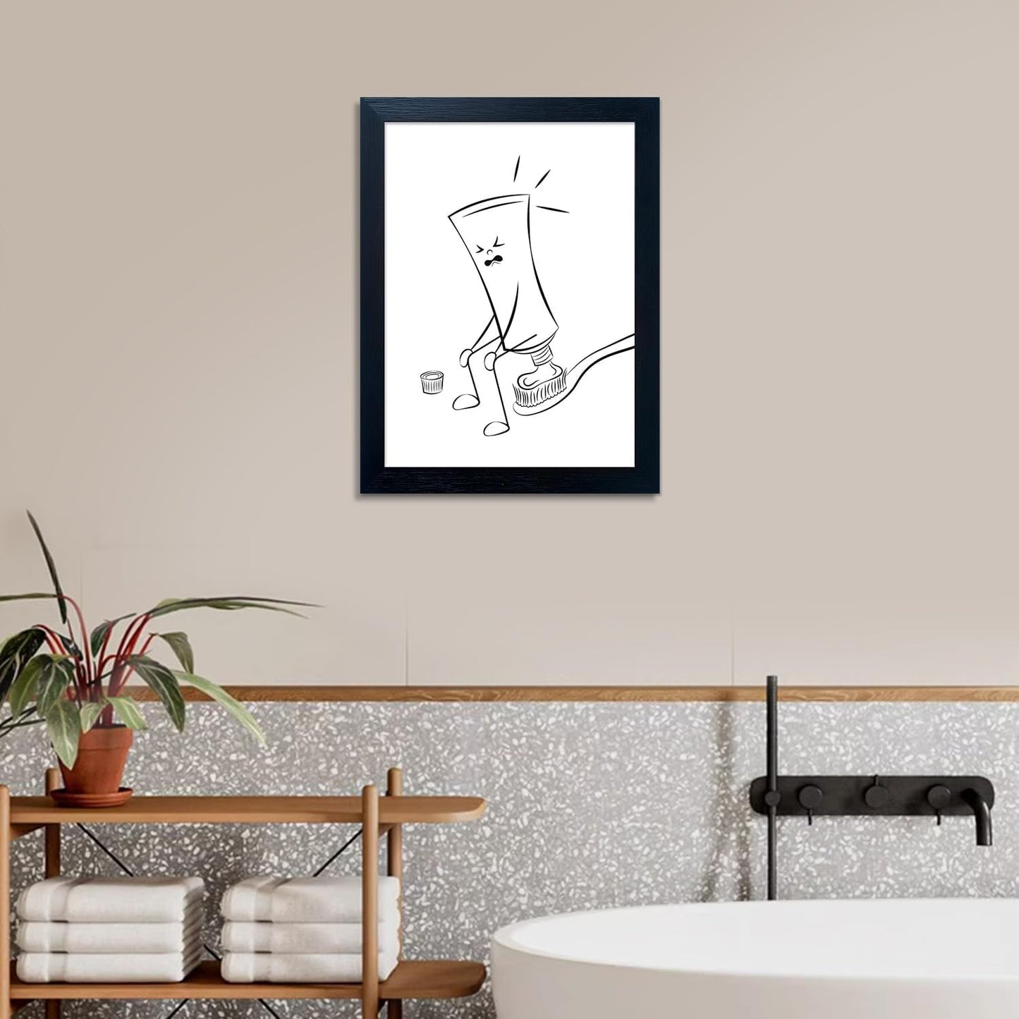 Regine Switzerland Black and White Bathroom Wall Art - Funny Toilet Decor Canvas Print | Minimalist Humor Design