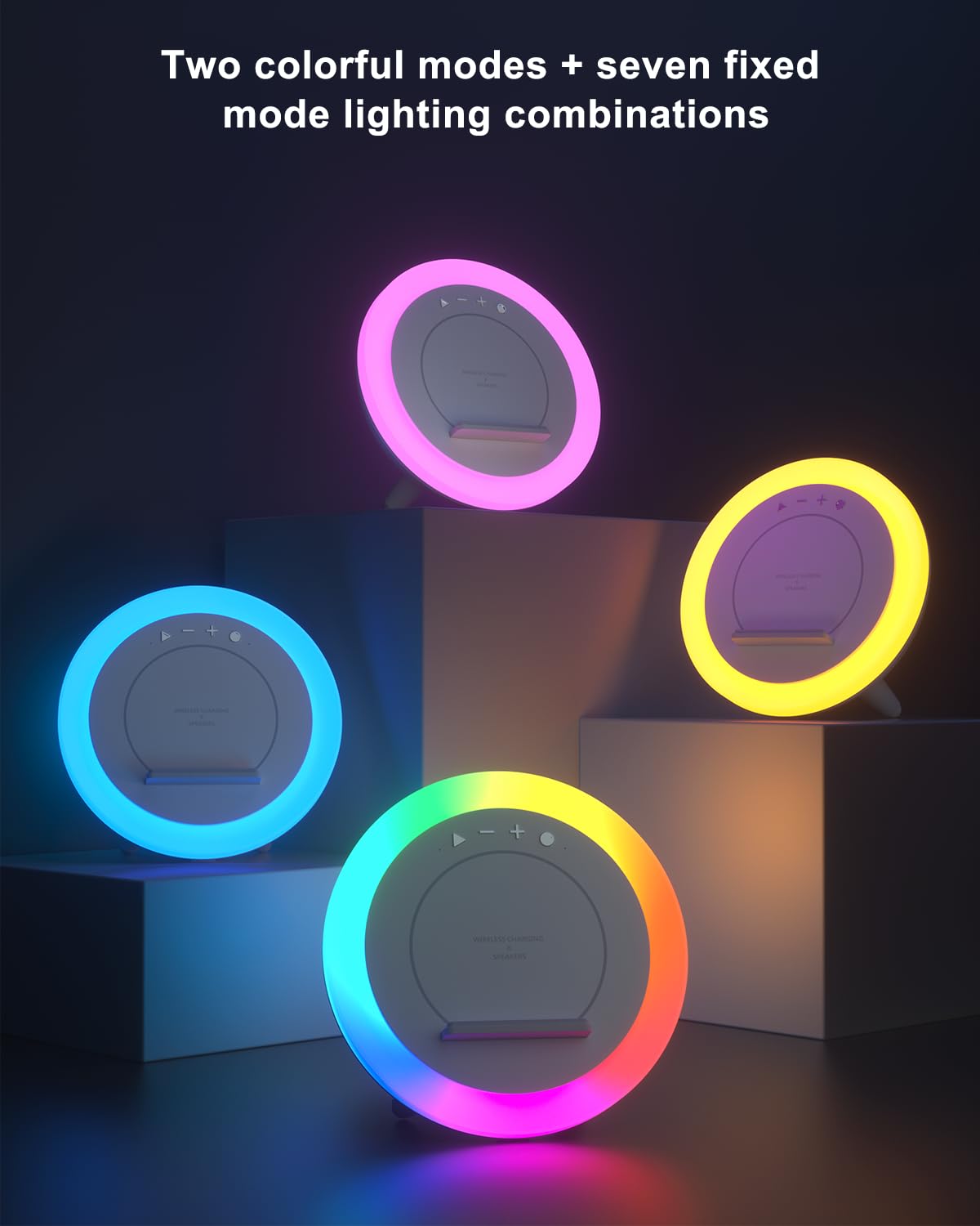 DTIDMI Night Light Bluetooth Speaker,Wireless Charger Stand LED Music Lamp,Color Changing Modern Bluetooth Lamp, Best Teenage Girls Boys Gifts/Christmas Gifts for Teen (6.6inch)