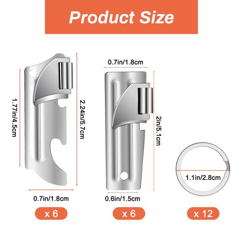 12 Pieces Military Style Can Openers with Key Rings, Anglecai P-51 and P-57 Camping Can Openers Stainless Steel Army Survival Can Opener Portable for Traveling