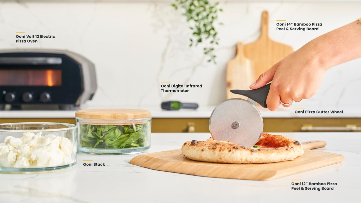 Ooni Professional Pizza Cutter Wheel - Ø4.4″ Blade - Classic Stainless Steel Pizza Wheel Cutter with Green Handle