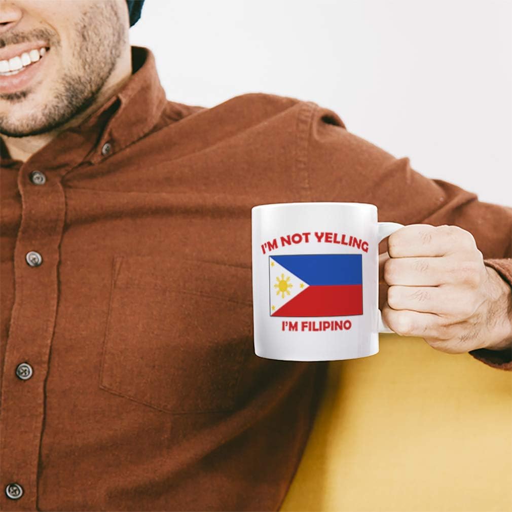 Filipino Pride Ceramic Coffee Mug - 'I'm Not Yelling' Gift for Men & Women