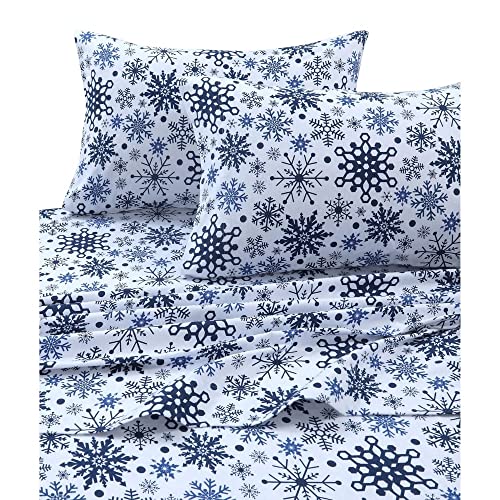 Tribeca Living Twin XL Deep Pocket Flannel Sheet Set, Snowman