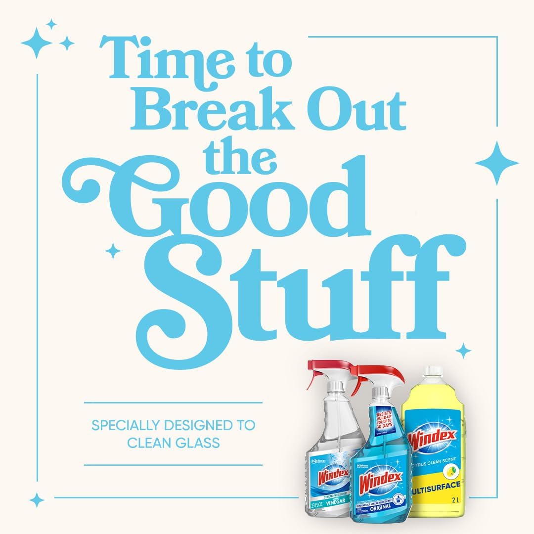 Windex Multipurpose Cleaner - Citrus Fresh Disinfectant Spray | 23 Fl Oz Leak-Proof Bottle
