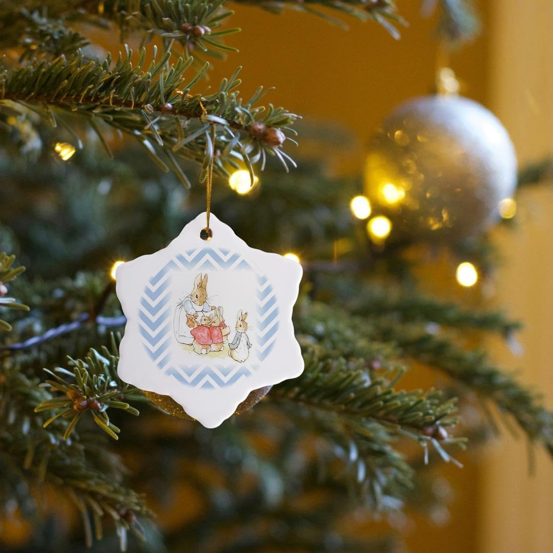 Peter Rabbit 3D Snowflake Ornament - Blue Chevron Stripes, 3-Inch Holiday Decor