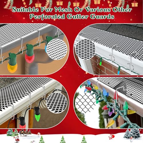 MJZ 100PCS Gutter Clips for Christmas Lights - Reusable, Rustproof & Heavy-Duty