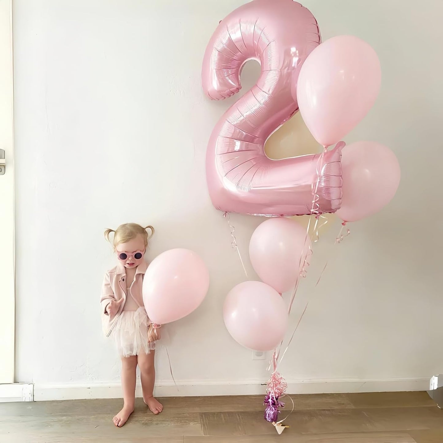 Skiennix 40-Inch Pastel Pink Foil Balloon Number 4 - Large Self-Inflating Light Pink Birthday Decoration