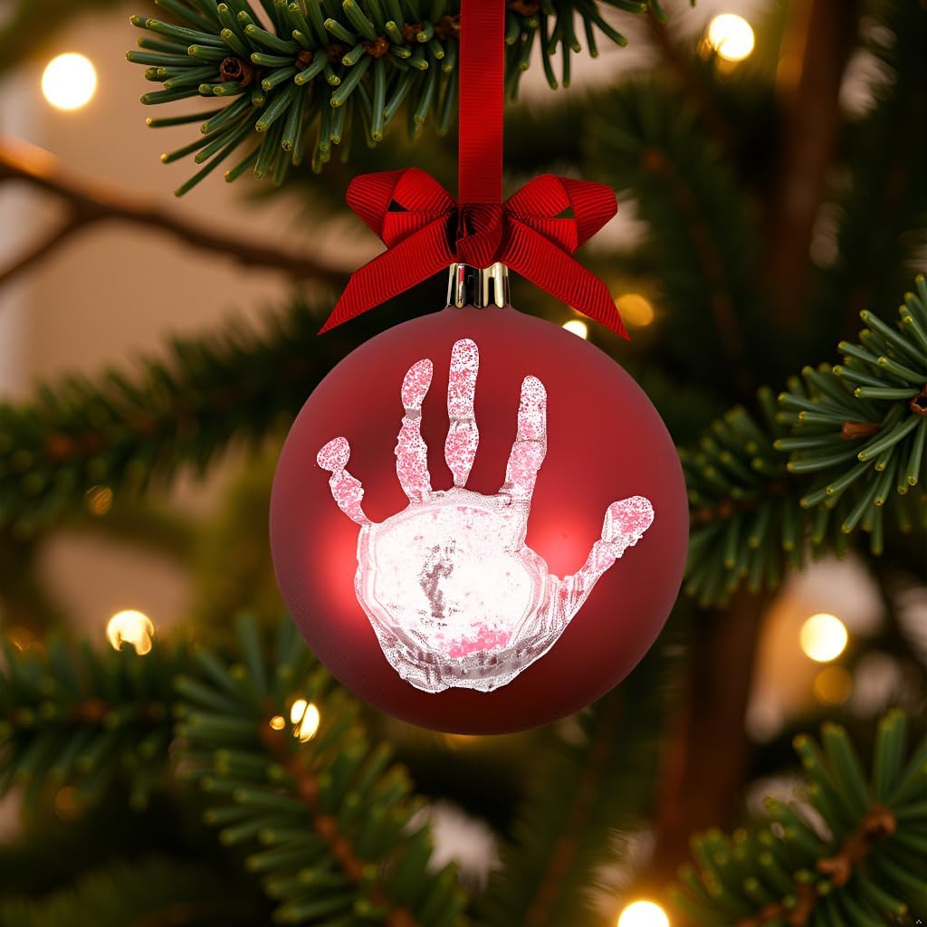 Christmas Baby Handprint Ornament Kit - DIY Keepsake Bauble with Paint for Newborns