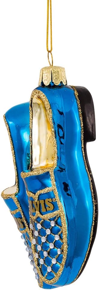 Elvis Presley Blue Suede Shoes Glass Ornament - 5-Inch Kurt Adler Collectible