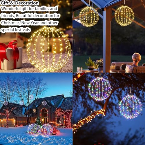 16-inch Solar LED Globe Christmas Lights - Waterproof Outdoor Decor, 2-Pack
