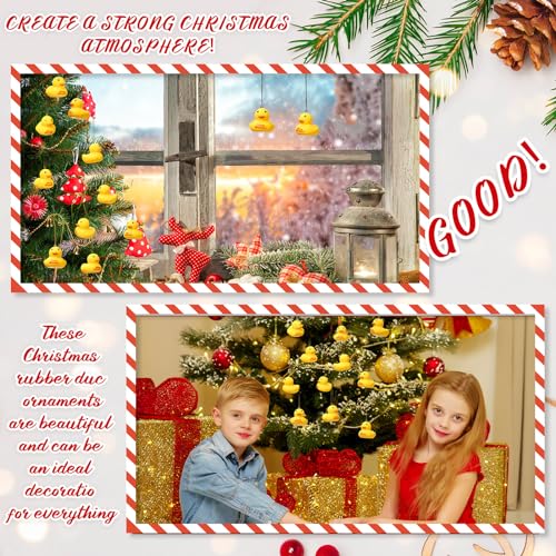 Shappy 12 Pcs Rubber Ducks Christmas Ornament Yellow Duck Hanging Xmas Decor for Christmas Tree Party Decor (Classic Style)