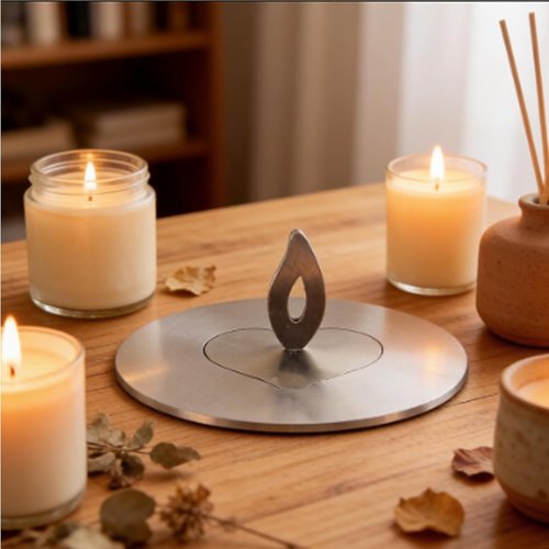 Geesatis Round Scented Candle Toppers - Reusable Accessories for Even Burning | 3.1 Inch Diameter, Silver