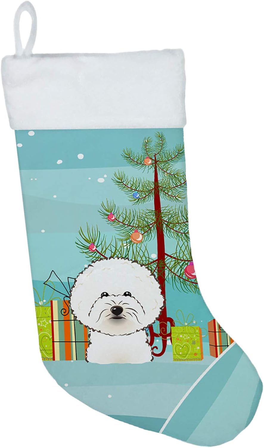 Shih Tzu Christmas Stocking - Chocolate Brown Dog Holiday Decor for Fireplace