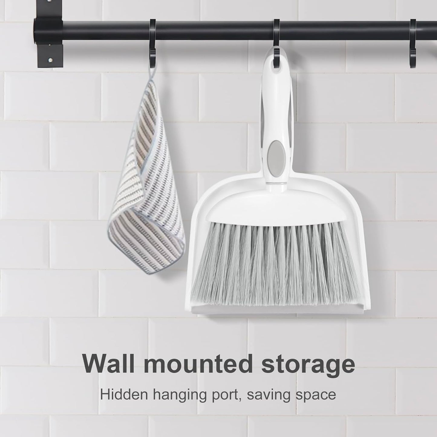 NACENA Mini Dust Pan and Brush Set - Compact Cleaning Tool for Home, Drawers, and Sofas | White & Gray