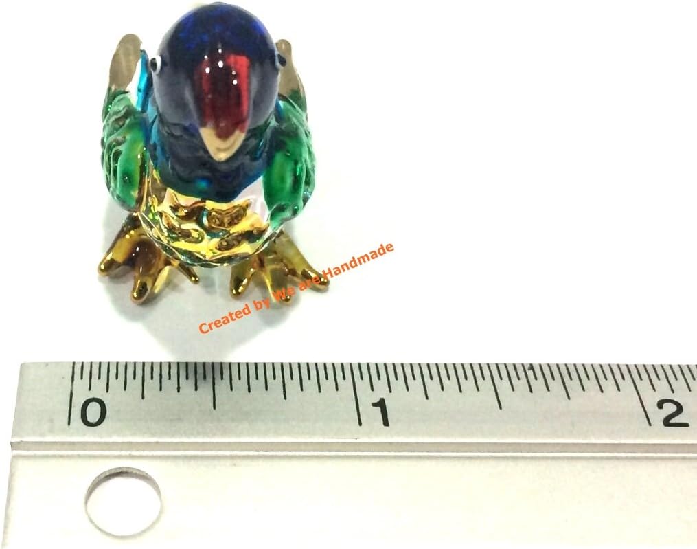 Miniature Blue Parrot Glass Figurine - Handmade Collectible for Dollhouses & Decor