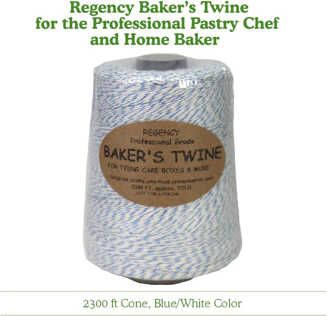 Baker's Twine Cone - 2300 ft Colorful String for Pastry Boxes, Gifts & Crafts - Blue/White