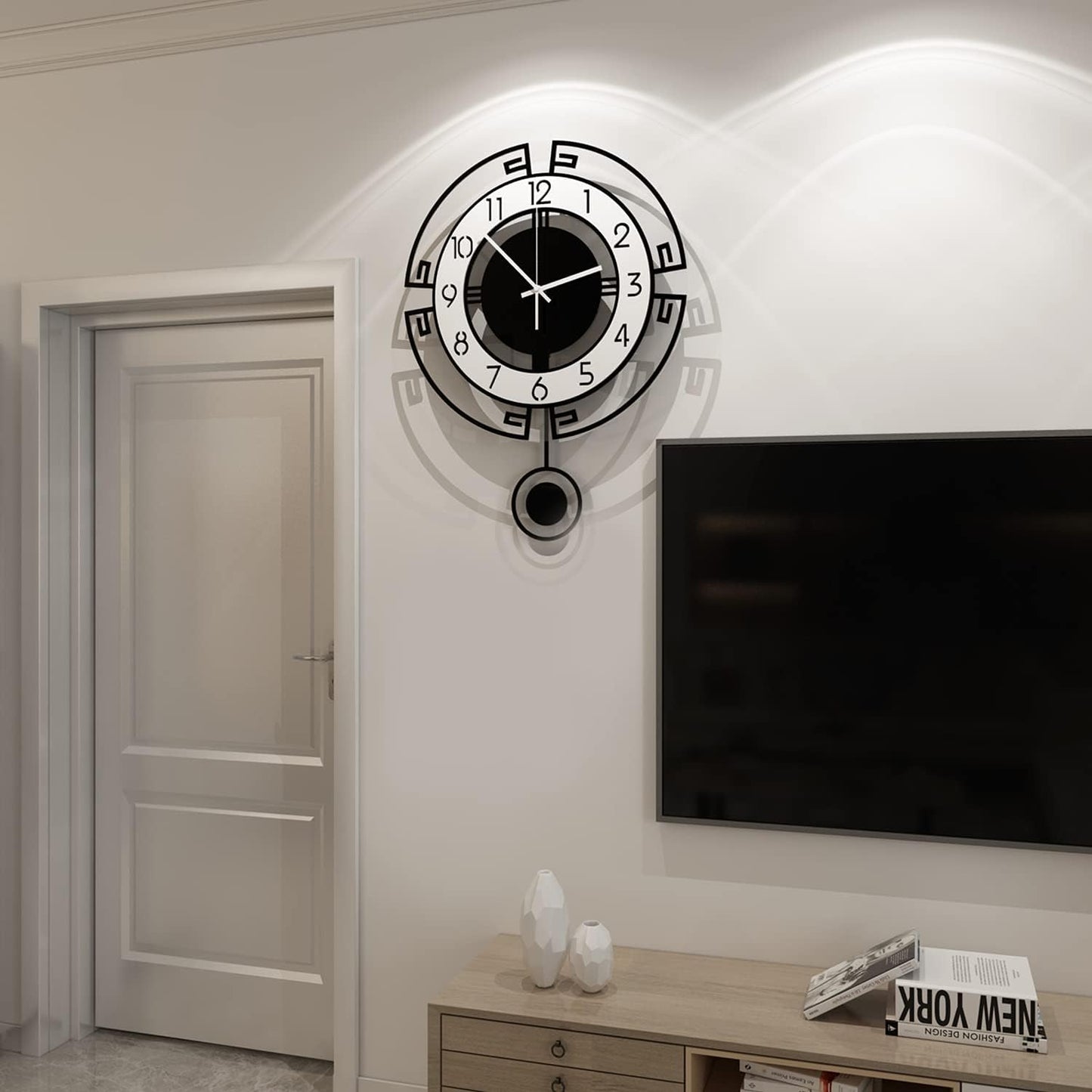 MEISD Modern Decorative 21 Inch Big Silent Wall Clock for Living Room, Bedroom, Kitchen, Home Office - Battery Operated, Analog Display