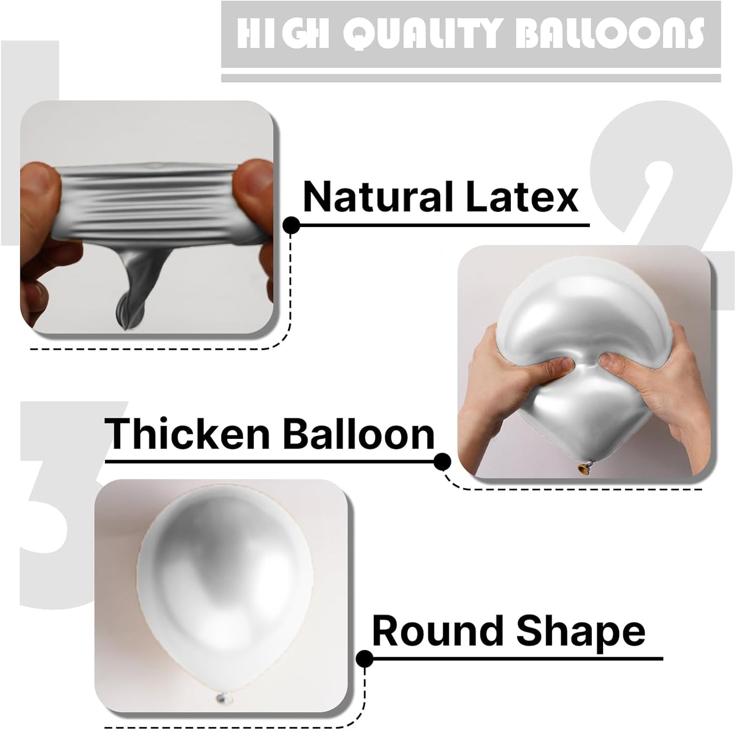 PartyWoo Silver Balloons - 100-Piece Arch Kit with Various Sizes for Birthday & Graduation Decor