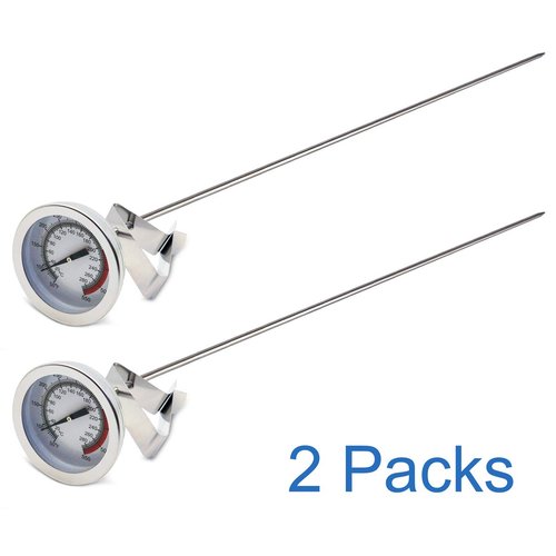 Efeng 15“ turkey fryer thermometer with pot clip (2 Pack), 2" dial candy thermometer with stainless steel clip,oil thermometerr for frying,turkey thermometor deep fryer for cooking tall pots,beef,meat