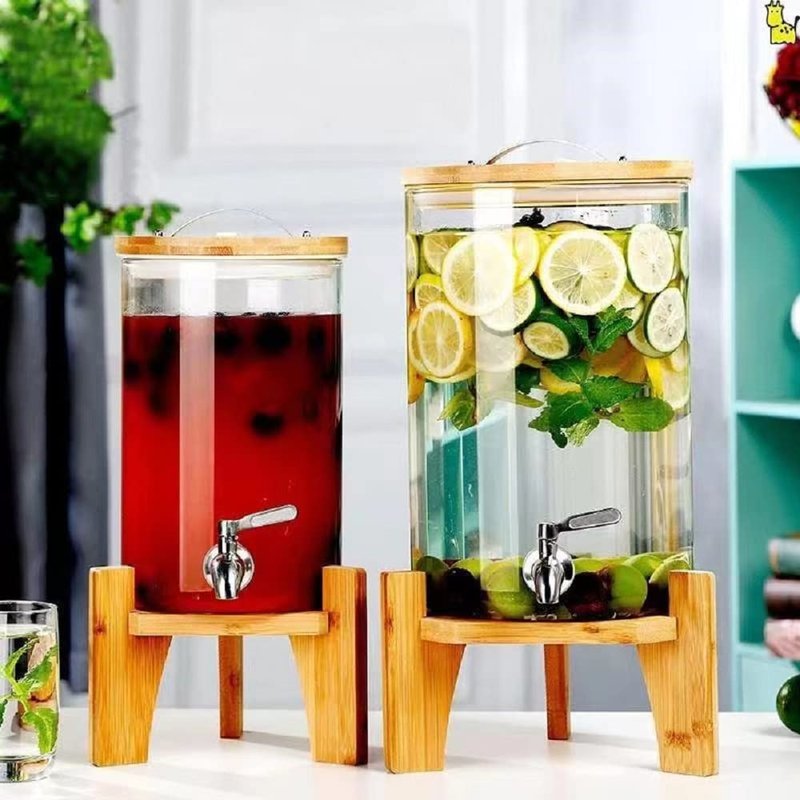 ANYGIMIN Drink Dispenser,Water Dispenser And Beverage Dispenser Stand. Fit Max 8.3 Inch Diameter - Natural Bamboo Wood