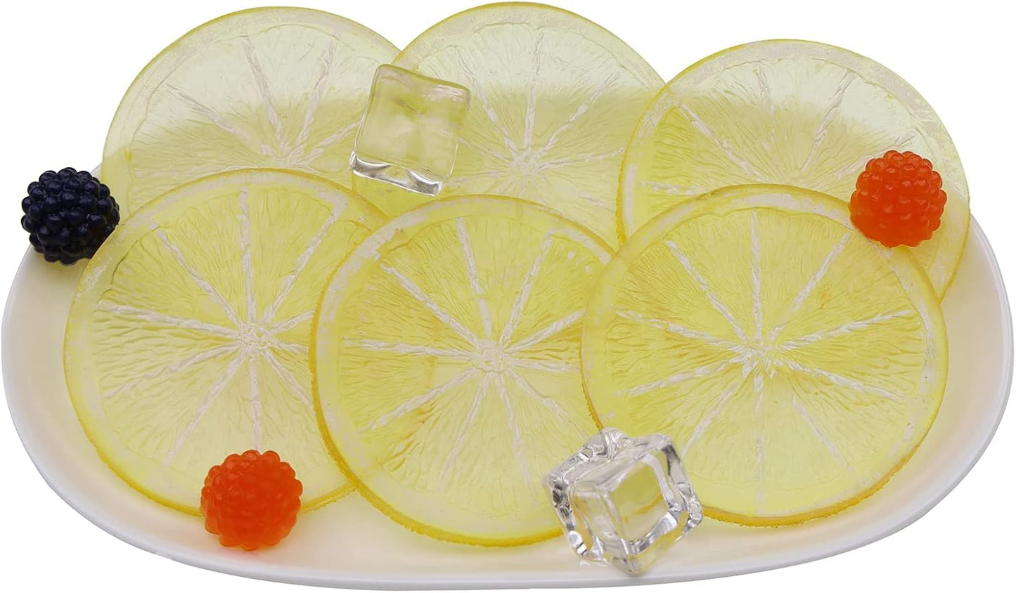 100pcs Artificial Yellow Lemon Slice & Cherry Ice Cube Decorations for Home Party