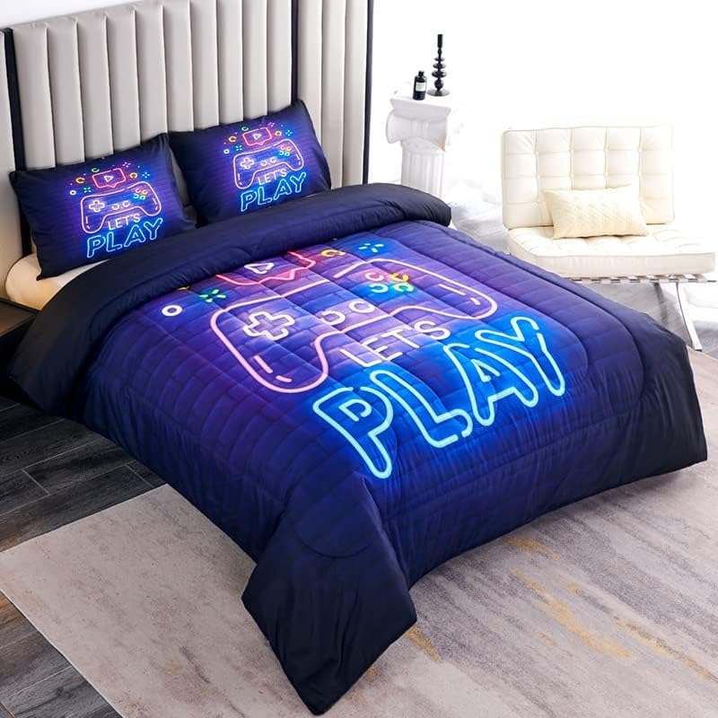 Football Comforter Sets,6 PCS Football Bedding Set,Kids Comforter Sets for Boys,Twin Black and Gold Bed Sets for Boys,Bed in A Bag with Sheets