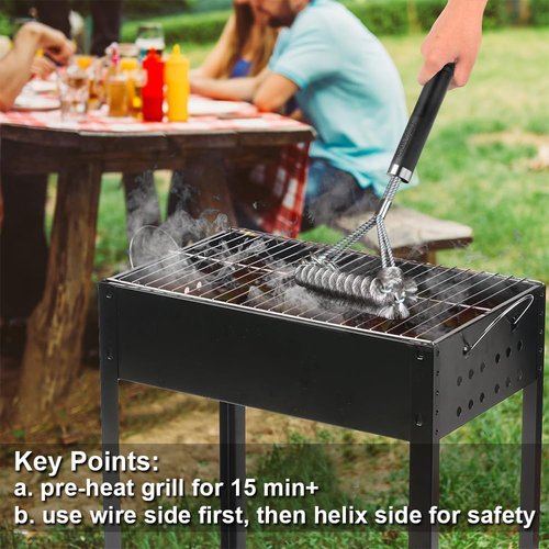 GRILLART Grill Brush - Safe & Efficient 18" BBQ Cleaner with Wire & Helix Design | Ideal for Gas & Porcelain Grates