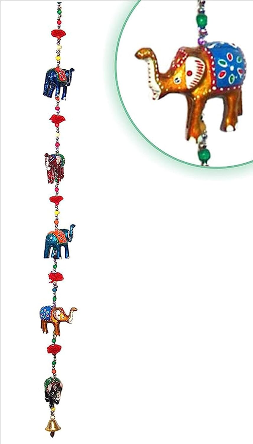 Decorative Indian Traditional Five Small Elephant Wall Hanging - Unique Door Art