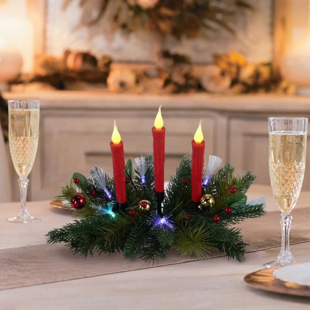 Aokudoni Christmas Table Centerpieces - Artificial Pine Branches & Berries | Indoor Holiday Decor