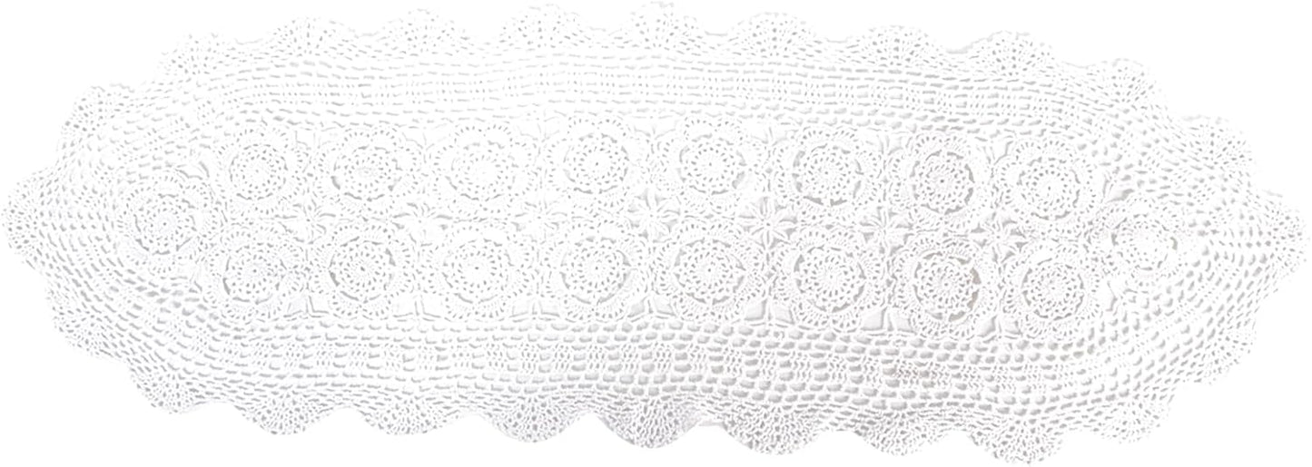 Handmade Crochet Cotton Lace Table Runner - 15 x 43 Inch Elegant Tablecloth