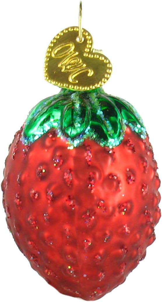 Chocolate Dipped Strawberry Glass Blown Christmas Ornaments - Old World Christmas (28116)