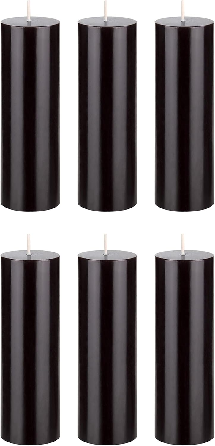 Unscented Black Pillar Candle - 2x6 Inch Hand Poured Premium Wax for Home Décor & Events