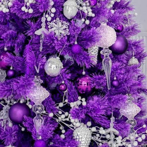 Clear Glass Holiday Finials - Set of 4 Handcrafted Christmas Ornaments, 6 & 7 Inch Assorted Styles