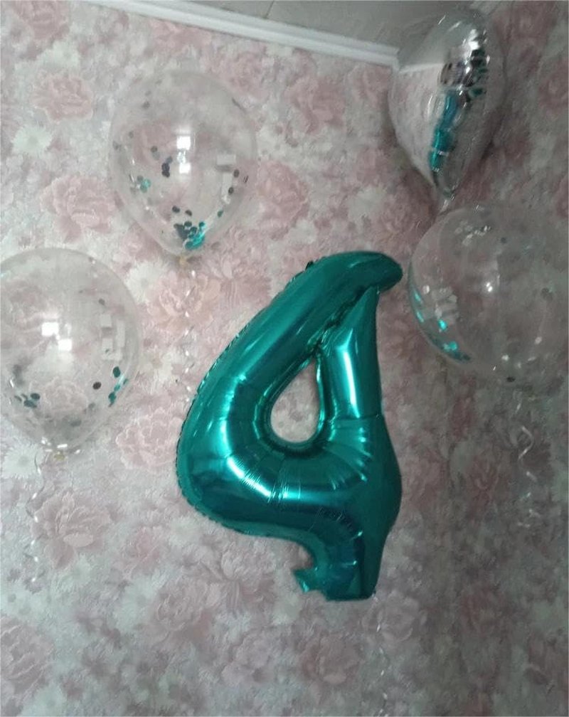 Teal Blue 4 Balloon, Number Balloons 40 Inch, 4th Birthday Decorations for Girls Four Large Numbers for Party Decor, Number 4 Balloon