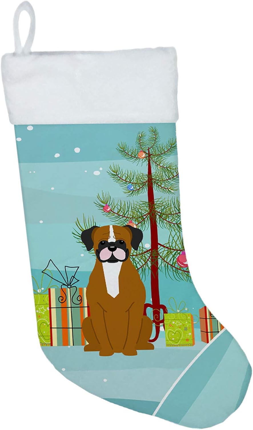 Merry Christmas Tree Dogue de Bordeaux Stocking - Festive Fireplace Decor for Holidays