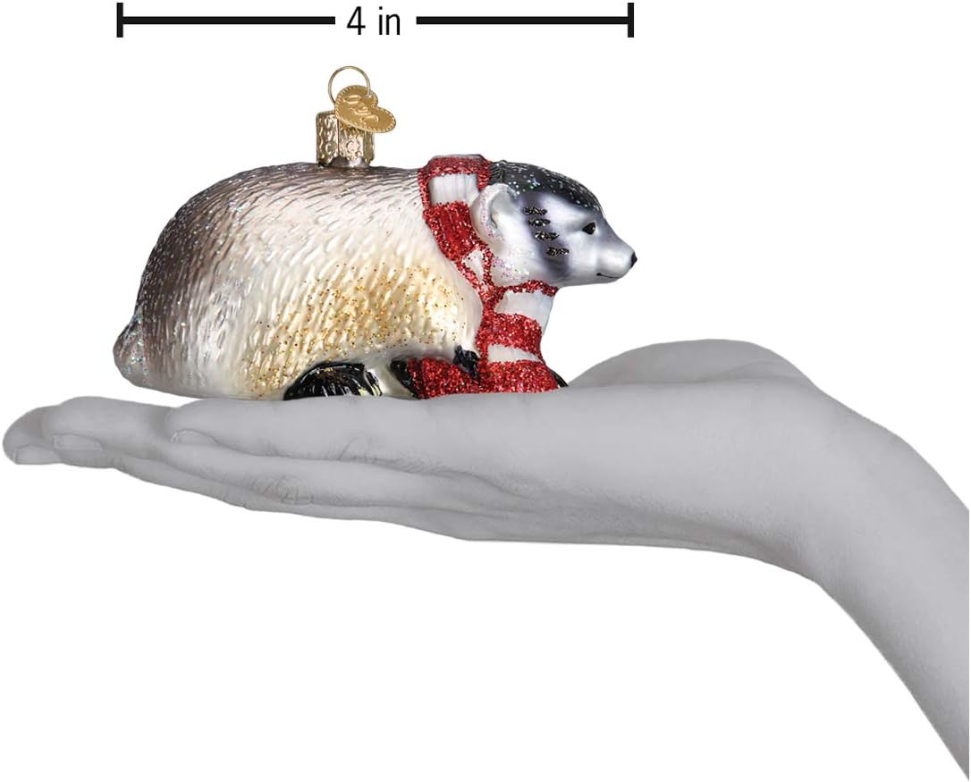 Handcrafted Badger Glass Blown Ornament - Unique Christmas Tree Decoration