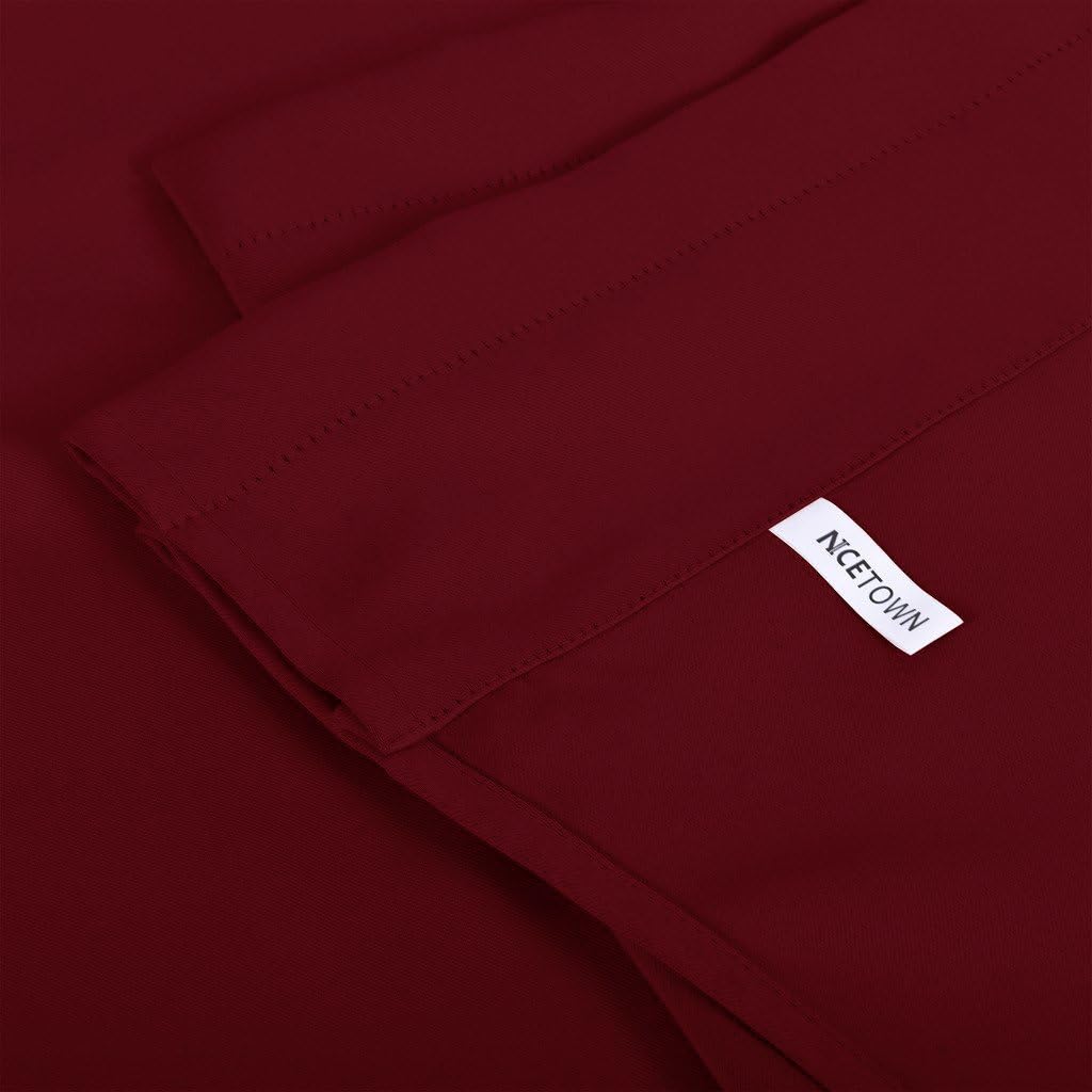 NICETOWN Burgundy Red Kitchen Blackout Valances - 52x18 Scalloped Pole Pocket Curtains, 2 Panels