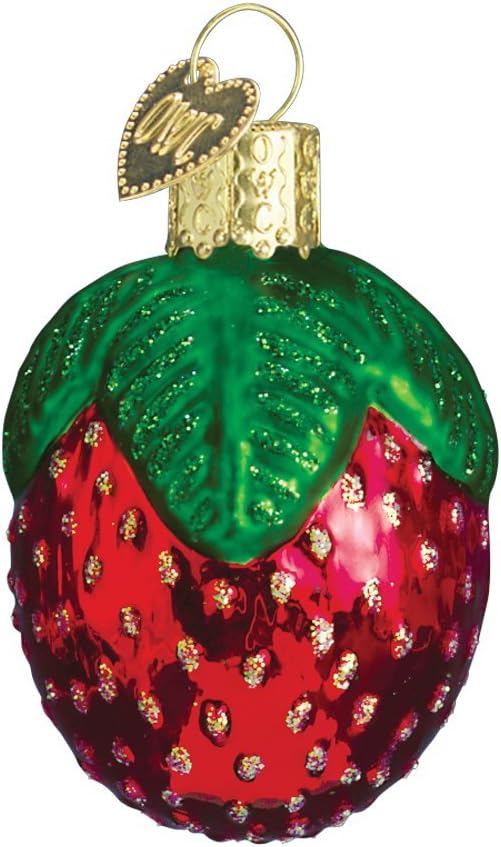 Chocolate Dipped Strawberry Glass Blown Christmas Ornaments - Old World Christmas (28116)