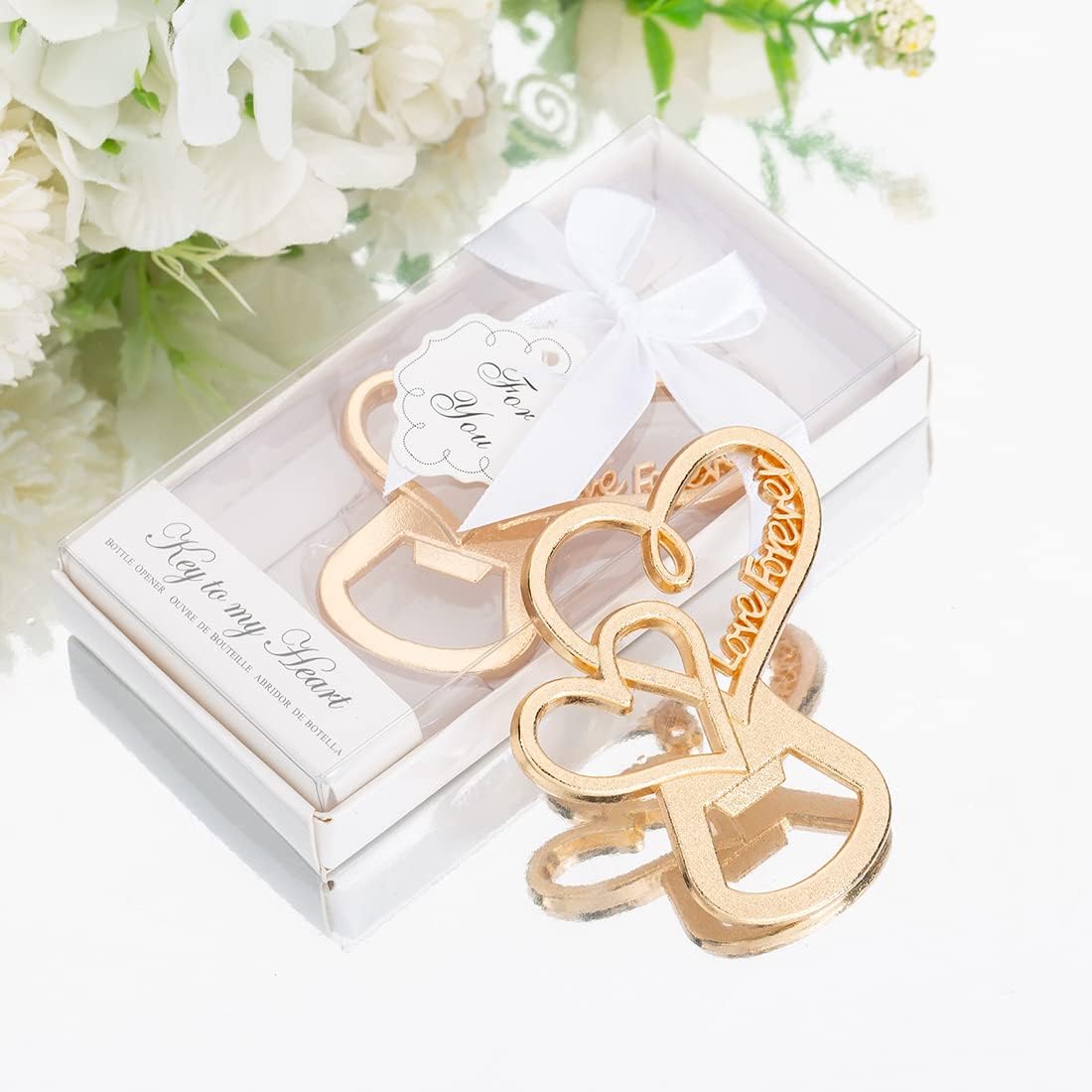 50 Packs New Love Forever Design Heart Shape Bottle Openers for Wedding Favors to Guests, Bridal Shower Party Gifts, Souvenirs or Decorations for Guests (heart design)
